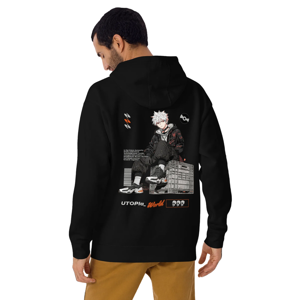 Anime Hoodie (White Hair Black Coat)